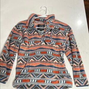 Southern Marsh Geometric Fleece Pullover - Orange, Blue, Gray
